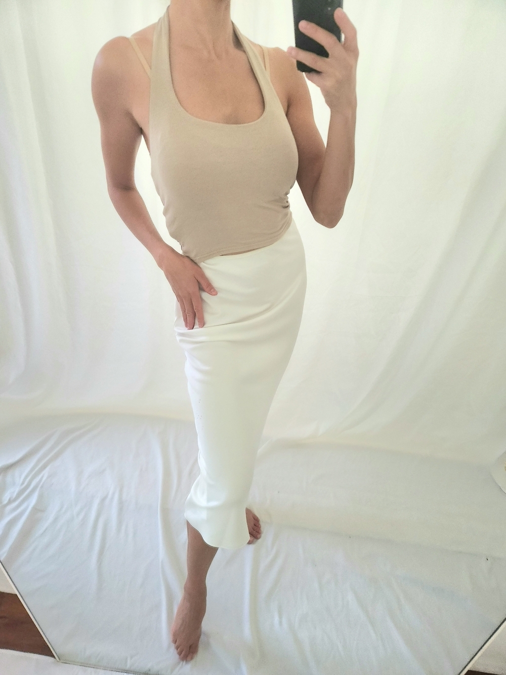 J.ING Beige Halter Crop Tank